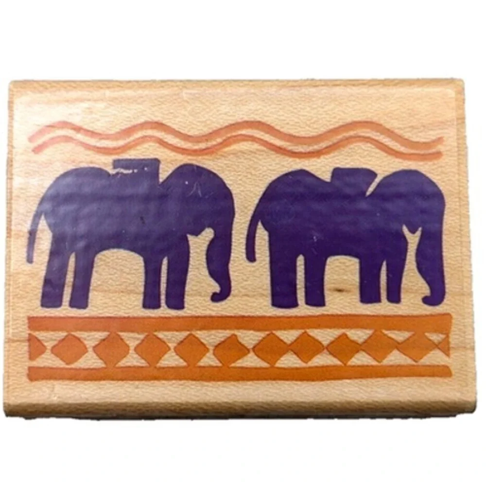Rubber Stampede Elephant Walk A421B Rubber Stamp Wood #i19